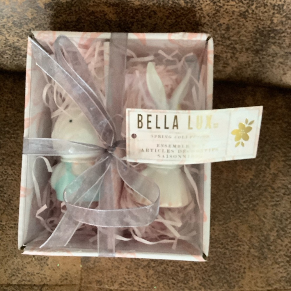 Bella Lux Boy Girl Bunny Ballet Easter Ceramic Pastel Ornament Set